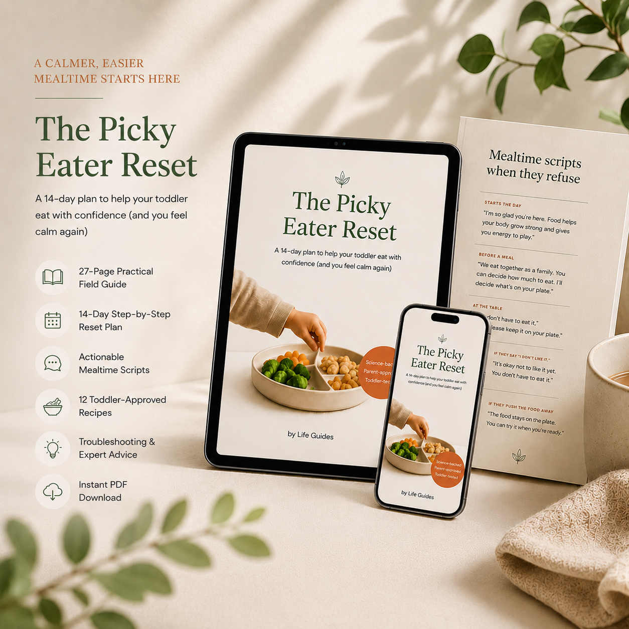 The Picky Eater Reset by Life Guides — a calm 14-day plan to end toddler mealtime battles.