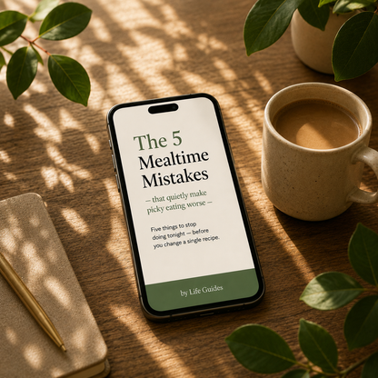 The 5 Mealtime Mistakes free guide — what to do instead, by Life Guides.