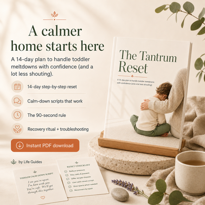 The Tantrum Reset — a 14-day plan to handle toddler tantrums calmly.