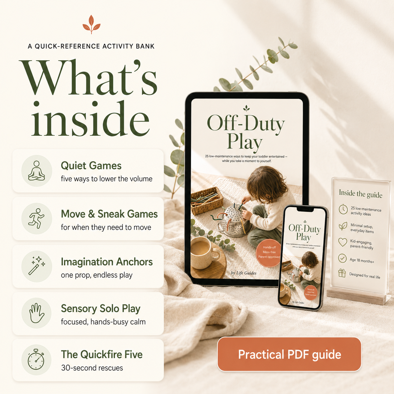 Off-Duty Play by Life Guides — low-maintenance independent-play activities for toddlers.