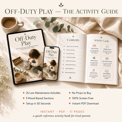 Off-Duty Play — what's inside the 25-activity toddler play guide.